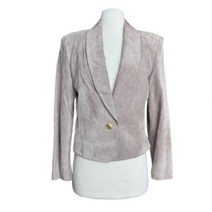 Women's Light Tan 90's minimalist‎ Suede Women's Blazer Size 6 Smll-Med